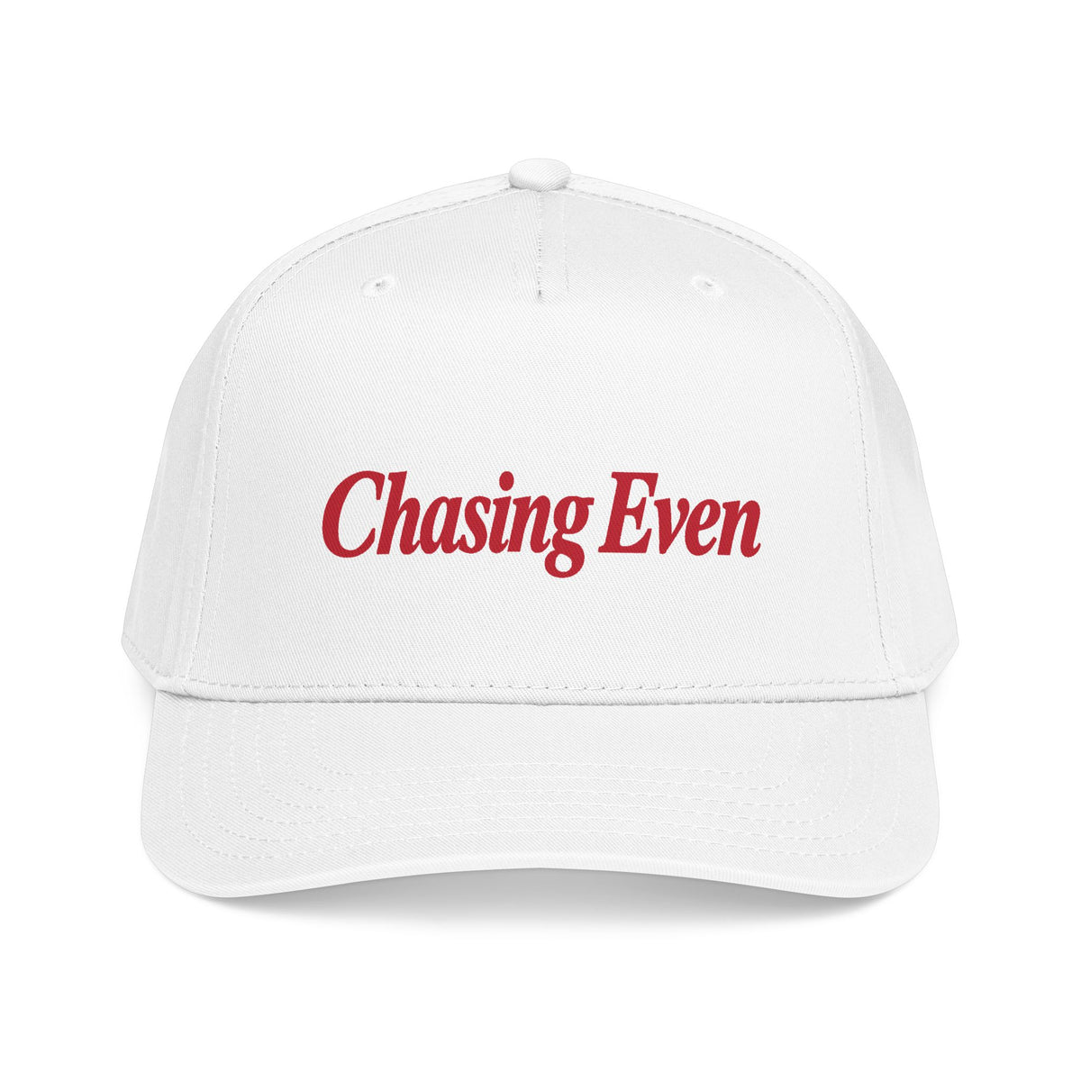 Chasing Even — Red Wordmark Baseball Snapback